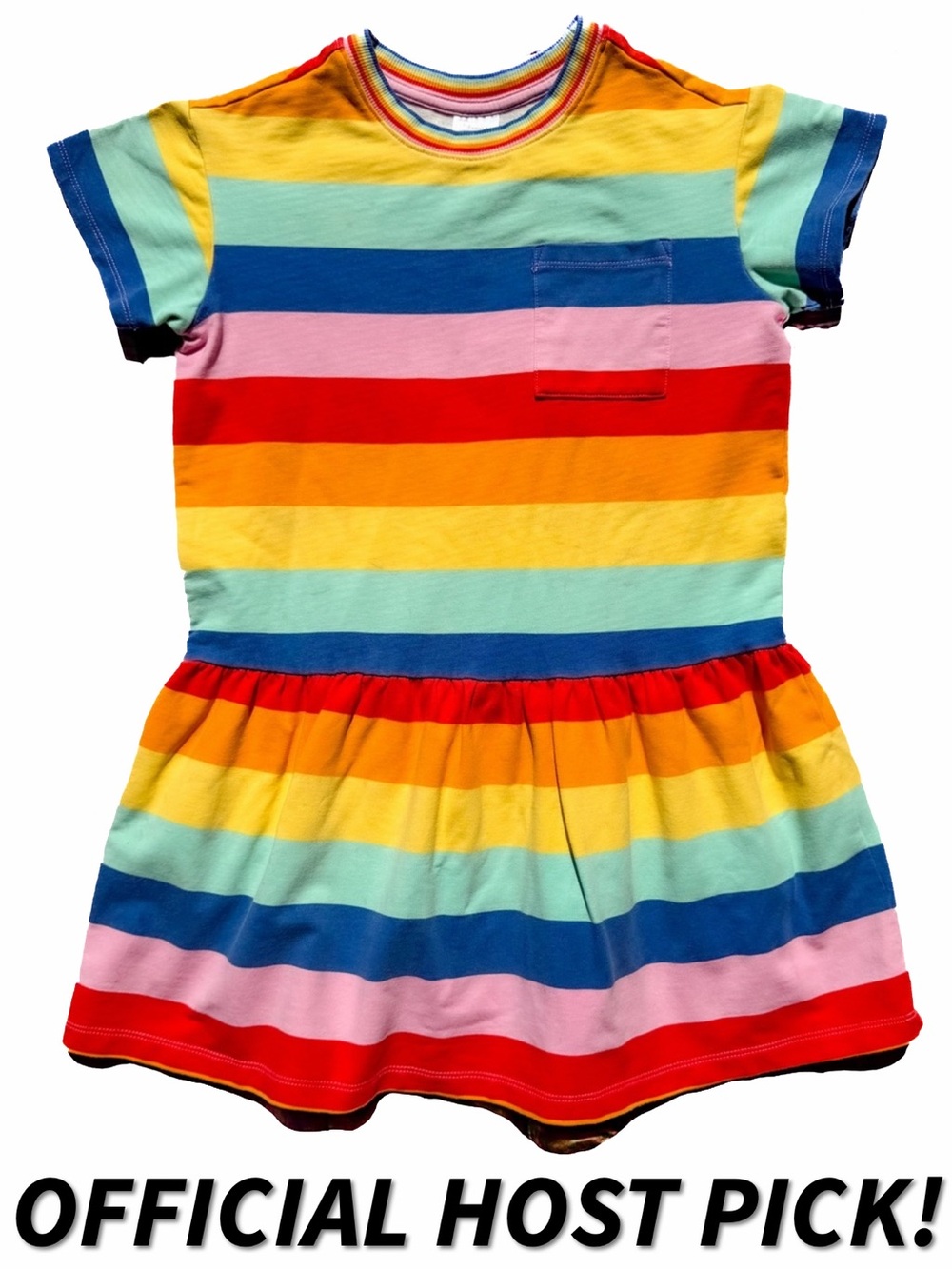 HP! 🥳 Hanna Andersson 130 8 Girl Play Day Pocket Skater Dress Rainbow Sensory